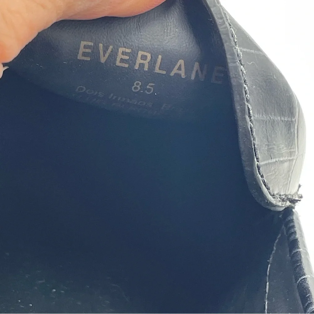 NEW Everlane Black Crocodile Leather Chunky Lug Sole‎ Loafer in Size 8.5